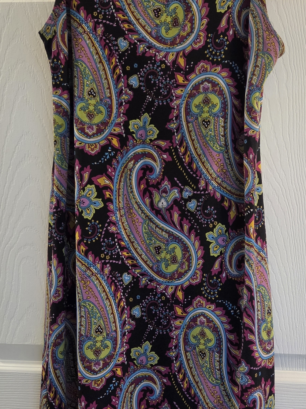 dressbarn Black Paisley Dress with Pink, Blue & Lime Accents